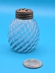 Blue Opalescent Swirl Shaker (ca. 1890S, Hobbs Or Early Fenton). Fixed Price $84.99.