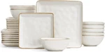 Famiware Dinnerware Sets For 8, Ocean Square 24-PIECE Kitchen Plates And Bowls. Fixed Price $256.47.