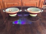 Vintage 2 Tracy Porter Pedestal Bowls With Double Handles. Fixed Price $51.95.
