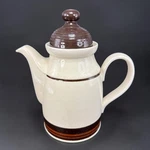 Royal Doulton Lambethware Bistro Coffee Teapot Brown Cream Stoneware 1978. Fixed Price $70.00.