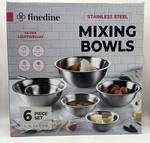 Finedine Stainless Steel Mixing Bowls 6 Piece Set, Ultra Lightweight, Brand New. Fixed Price $15.98.