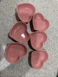 Pink Love Heart Shaped Ceramic Bowl Set Of 6, Contemporary Porcelain Side Dis.... Fixed Price $20.00.