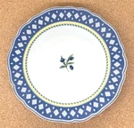 Mediterranean Set Of 4 Rim Soup Bowls 8.25" Wedgwood Tuscany Olives Blue. Fixed Price $49.99.