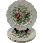 Royal Doulton Malvern Luncheon Plates Set Of 4 Vtg 9 5/8" Multifloral England. Fixed Price $29.24.
