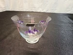 Kosta Boda Ulrica Hydman Vallien Poem Art Glass Bowl Hp Fushia Flowers Mcm. Fixed Price $38.00.