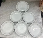 Carlion Corsage 481 Japan 7.5" Coupe Floral Soup Bowls Platinum China-set Of 6. Fixed Price $24.00.