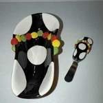 Flip Flop Shaped Dip Bowl With Spreader Set By Mainstreet Collection Ceramic. Fixed Price $11.99.