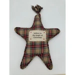 Mud Pie Plaid Star Christmas Decor Believe Magic Of Tan Red Os. Fixed Price $20.00.