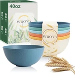 Wrova Wheat Straw Bowls For Kitchen Set Of 6,ANTI-SCALD Thick Soup 40OZ,MI. Fixed Price $26.04.