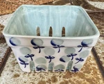 Anthropologie Floral Ceramic Berry Basket Blue Motif 2.5"X4"X4". Fixed Price $25.00.