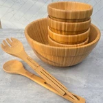 Pampered Chef Bamboo Salad Set 7 Piece Large Serving 4 Small Utensils. Fixed Price $28.99.