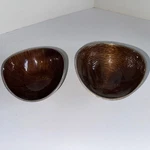 Simply Designz 2 Nut Bowls Aluminum Outer Golden Brown Inner Patterned Enamel. Fixed Price $14.00.