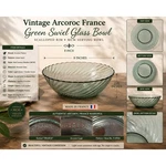 Arcoroc France Spiral Swirl Green Glass Serving Bowl Mid Century Modern. Fixed Price $49.99.