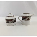 Christopher Stuart Montezuma Creamer Sugar Bowl Geometric Y2240 White Stoneware. Fixed Price $21.86.