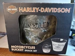 Genuine Harley Davidson Bucket Snack Set Nos. Fixed Price $25.77.