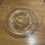 Crate And Barrel Clear Glass Snack Serving Bowl Chip & Dip Dish. Fixed Price $23.99.