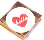 New 4" Red & White Heart Dish "hello" Nib. Fixed Price $6.95.