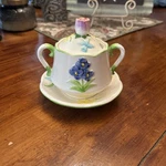 Vintage Schmid Porcelain Sugar Bowl & Saucer Set Floral Design Japan No Spoon. Fixed Price $12.75.