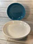 2 Sweese Pasta Bowls Porcelain Salad Serving 7-3/4 Turquoise White Read. Fixed Price $28.00.