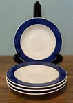 Windsor & Browne Wide Rim Soup Bowls Light Blue Design On Italy Set Of 4. Fixed Price $34.99.