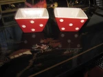 Savino Designs Ceramic Appetizer Bowl 2-PIECE Set Red Polka Dot 4X4". Fixed Price $15.95.