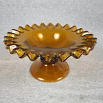 Fruit Bowl Compote Amber Glass Embedded Bubbles Taste Of Home Entertaining 5" Hi. Fixed Price $24.99.