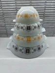 4 Pc Pyrex Town And Country Cinderella Mixing Bowls Set Nesting 1960. Fixed Price $210.00.