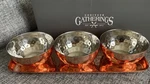Godinger Gatherings Copper Condiment Set Three Bowls & Tray Boxed Giftable India. Fixed Price $15.00.
