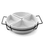 Gibson 92605.05 Gracious Fine Ceramic Dining Four Section Tray Set Metal Rack. Fixed Price $37.23.