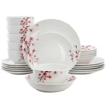 Elama Tamara 24 Piece Cherry Blossom Porcelain Double Bowl Dinnerware Set, Servi. Fixed Price $89.45.