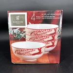 Set Of 4 Gibson Bowl Christmas Holiday Burlap Reindeer 6". Fixed Price $13.59.