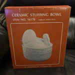 White Ceramic Turkey On Nest Basket Stuffing Bowl No. 16170 Abc Distributing 92. Fixed Price $14.99.