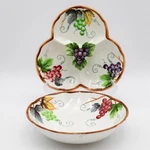 Lefton LEF17 Red Purple Green Grape Clusters Divided Dish And 9" Serving Bowl. Fixed Price $48.50.