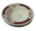 Homer Laughlin Majestic Set Of 3 Cereal Bowl Multicolor Floral Burgandyband Vtg. Fixed Price $8.00.