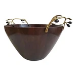 Michael Aram Olive Branch Collection Large Wood Gold Handles Serving Salad Bowl. Fixed Price $224.99.