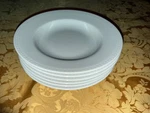 6 Apilco Beaded Hemstitch Rim Soup Bowls France. Fixed Price $98.95.