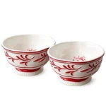 Fitz Floyd Town & Country Red White Embossed Bowl Set Of 2 Scalloped. Fixed Price $39.99.