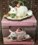 Ff French Market Vtg Ceramic Soup Tureen Bacon Pork Pig Bowl Platter Fitz Floyd. Fixed Price $625.00.