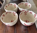 Andrea By Sadek Elisabeth Trostli Red Bird Toile Soup Bowls Set Of 4. Fixed Price $120.00.