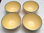 Zak Designs Cereal Bowls Set Of 4 Melamine Yello With Blue Ring 6" X 3" Tall. Fixed Price $23.99.