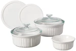 Ceramic Bakeware Set 7 Piece French White Stoneware Lids Corningware Chip Crack. Fixed Price $114.99.