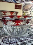 Vintage Mikasa Corinth Ruby Red Celebrations Cut To Clear Crystal Bowl Fan. Fixed Price $44.99.