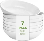Classic 7 Pack Porcelain Pasta Bowls Ceramic Large Serving Wide And Shallow. Fixed Price $22.89.