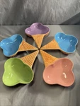 Set Of Five Vtg Century Ice Cream Cone Shaped Sundae Dishes Multicolor Summer. Fixed Price $29.00.