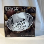 Towle Asterfield 5" Aluminum Bowl Inlaid Mother Of Pearl Flower Dip Dish. Fixed Price $10.00.