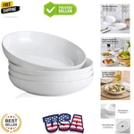 Yhy Pasta Bowls Set Of 4, 22 Oz Ceramic Salad Plates, 7.8 Inch Wide Shallow P.... Fixed Price $41.59.