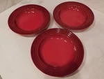 Le Creuset Of 3 Cerise Cherry Red Rimmed Soup Pasta Salad Bowls 10.25 Inch. Fixed Price $37.50.