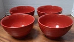 Set Of Four (4) 16 Oz. Red Cereal Soup Ice Cream Bowls 1/8 X 3. Fixed Price $20.00.