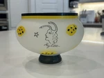 Kosta Boda Ulrica Hydman Vallien - My Love Pedestal Bowl Hand Painted Glass. Fixed Price $345.00.