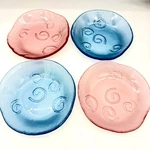 Vtg Izabel Lam Ny Wind Over Water Pink Blue Swirl Art Glass 9" Bowl Set Of 4. Fixed Price $151.99.